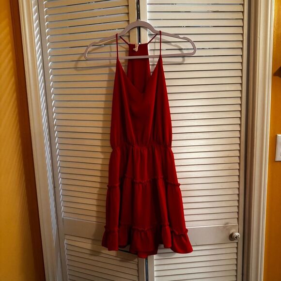 Elegant Red Halter Dress - Picture 2 of 12